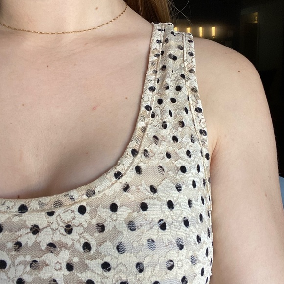 Anthropologie Meadow Rue Marigny cream with black polka dot maxi dress - Picture 5 of 15